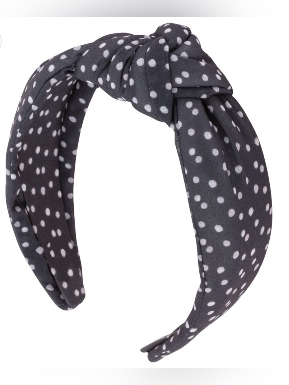Polka Dot Knotted Headband - Black and White (Flexible Band)